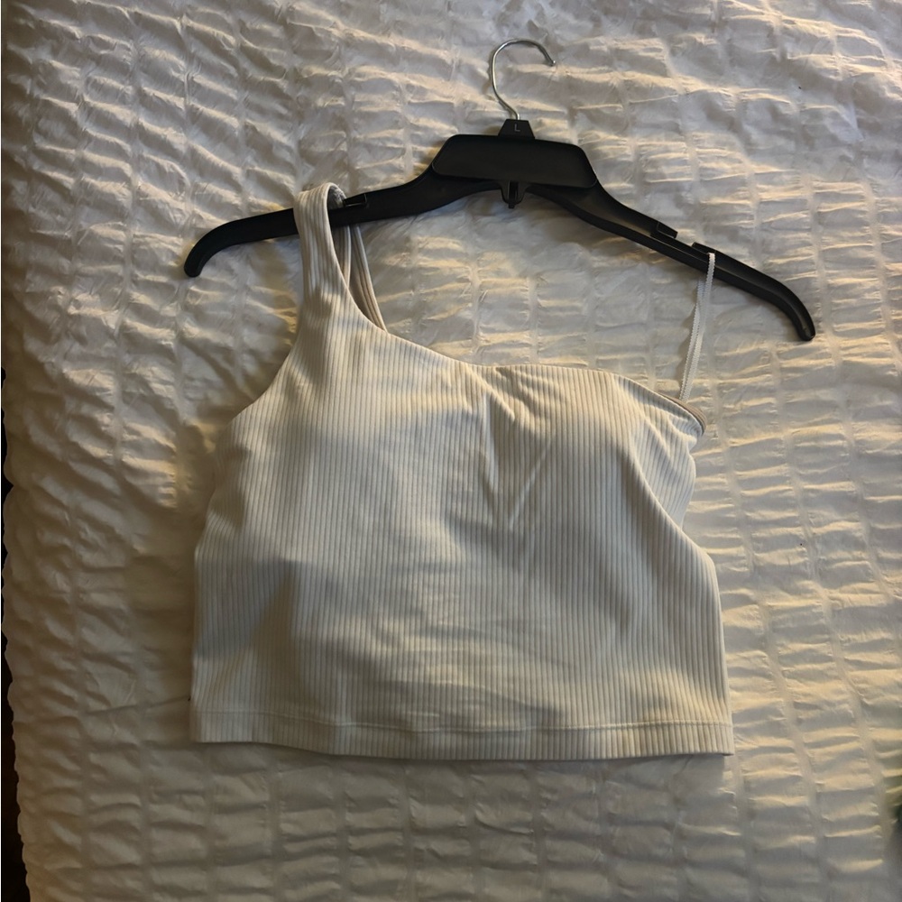 Lululemon Athletica White Ribbed Crop Top